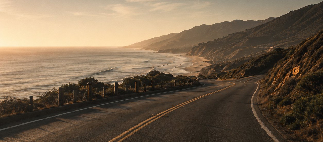 Pacific Coast Highway at sunrise — the road into the morning drive
