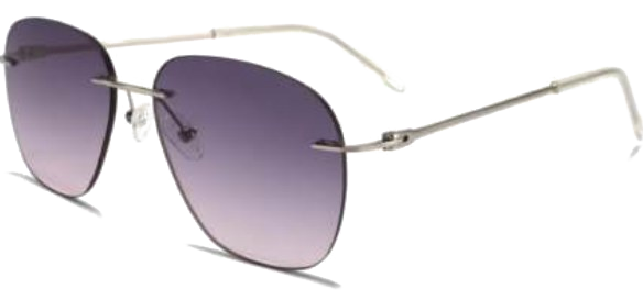 Reservation, On Time — rimless squared aviator, gunmetal / smoke fade