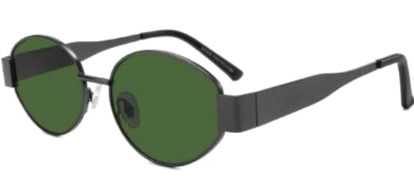 Out the Back — round metal with forest green lens